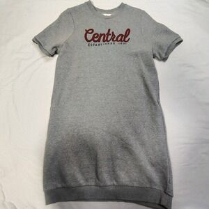 Central Collegiate League Sweatshirt Dress Womens Small Gray Short Sleeve Pocket